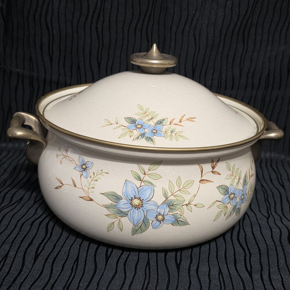 Mikasa Grande Chef Day Dreams UN704 Enamel Dutch Oven Stock Pot Lid Japan